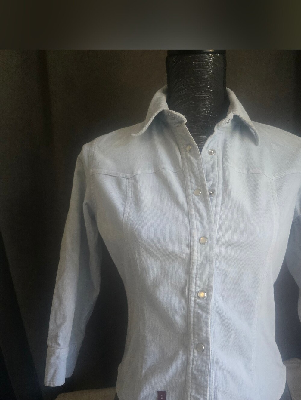 Light Wash Corduroy Snap-Front Shirt/Jacket